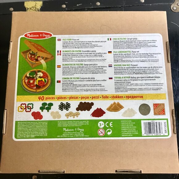 Melissa & Doug Felt Food Pizza Set with Toppings 40 Pieces Montessori Toy Used - Picture 6 of 6